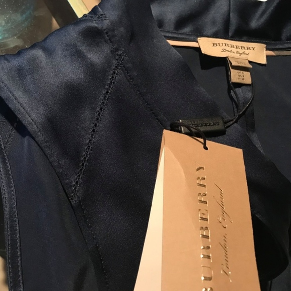 BURBERRY $1150 Silk Bias Dress NWT 0/2 Prom maxi - Picture 3 of 6